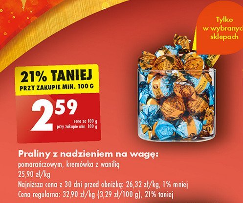 Praliny tort pomarańczowy Pszczółka promocja