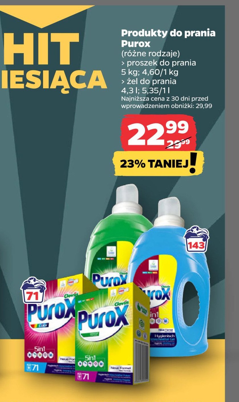 Żel do prania color Purox promocja w Netto