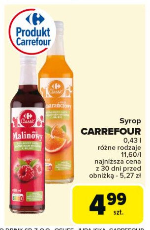 Syrop malinowy Carrefour classic promocja