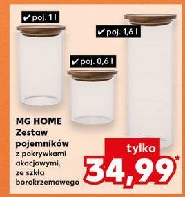 Zestaw pojemników z pokrywką akacjową Mg home promocja