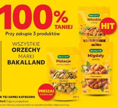 Wszystkie orzechy Bakalland trzeci -100% taniej promocja w Kaufland