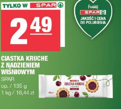 Ciastka kruche z nadzieniem wiśniowym SPAR promocja w SPAR