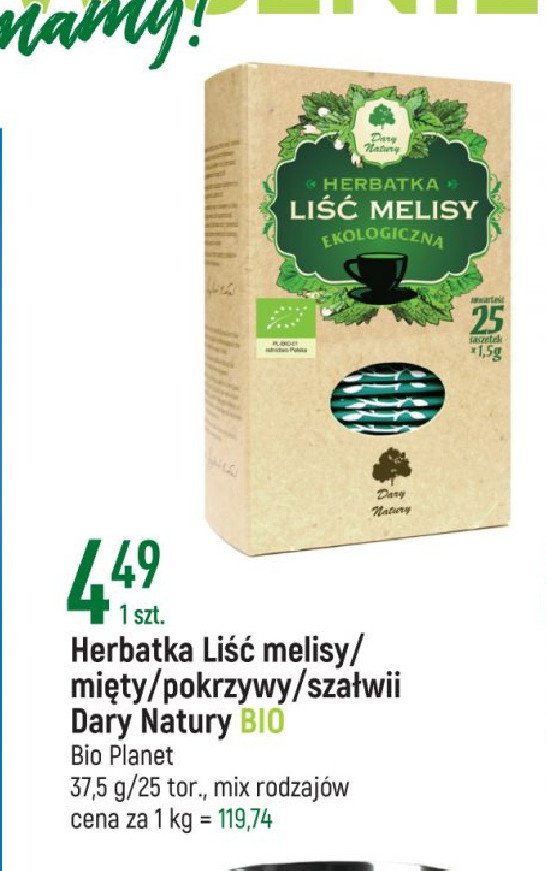 Herbata ekologiczna li艣膰 pokrzywy Dary natury promocja