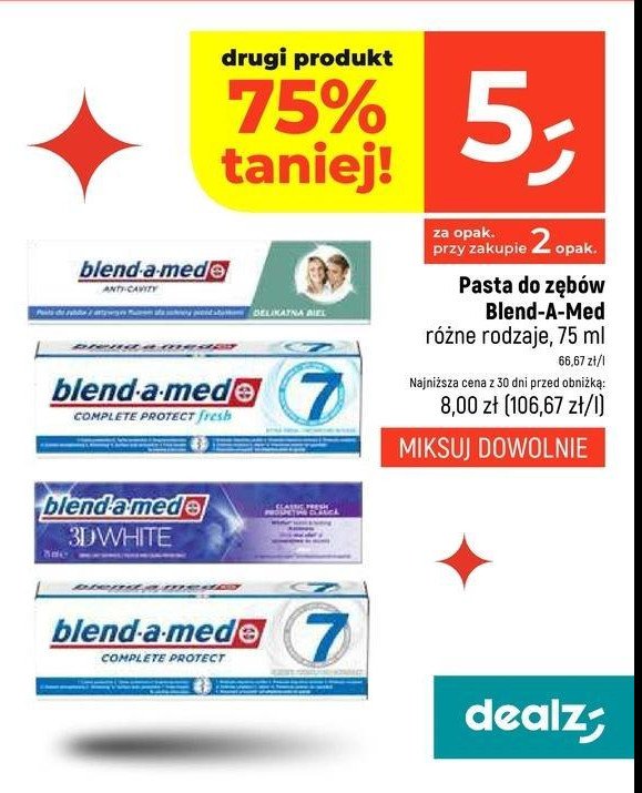 Pasta do zębów classic fresh Blend-a-med 3d white promocja w Dealz