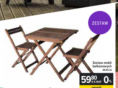 Zestaw balkonowy st贸艂 + 2 krzes艂a akacja Carrefour home promocja
