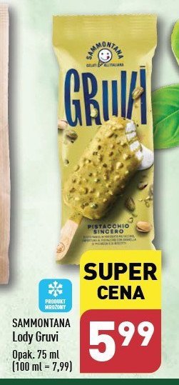 Lody pistachio SAMMONTANA GRUVI promocja