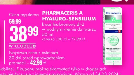 Kwas hialuronowy w wodnym kremie do twarzy Pharmaceris a promocja