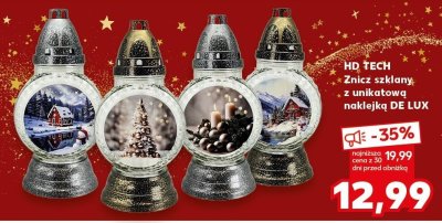 Znicz szklany z unikatową naklejką DE LUX promocja w Kaufland