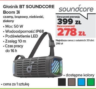 Głośnik BT Boom 3H czarny, brązowy, niebieski, zielony promocja w NEONET