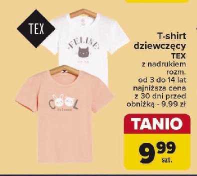 T-shirt dziewczęcy 3-14 lat Tex promocja