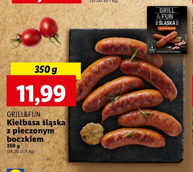 Kiełbasa śląska z pieczonym boczkiem Grill and fun promocja