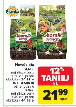 Nawóz bio obornik bydlęcy Planta (ogrodowe) promocja w Carrefour