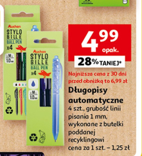 Długopisy niebieskie Auchan promocja