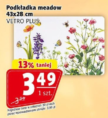 Podkładka meadow 43x28 cm VETRO PLUS promocja w Prim Market
