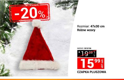Czapka pluszowa, rozmiar 47x30 cm, różne wzory promocja w Merkury Market