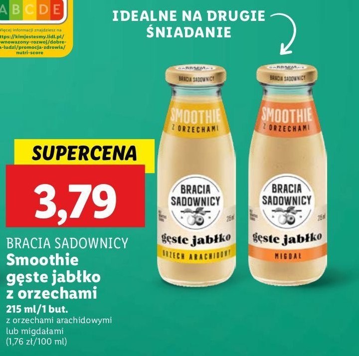 Napój smoothie gęste jabłko z migdałami Bracia sadownicy promocja