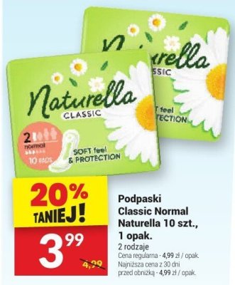 Podpaski Classic Normal Naturella promocja w Twój Market
