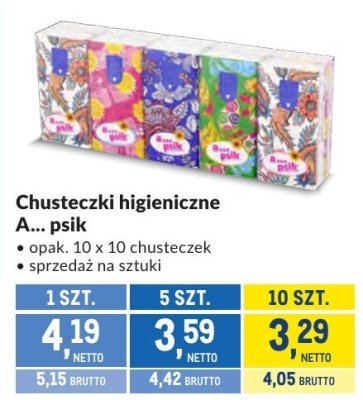Chusteczki higieniczne A...psik promocja w Makro