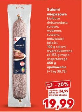 Salami wieprzowe K-classic promocja