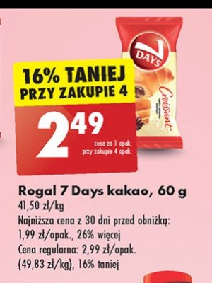 Croissant z nadzieniem o smaku kakaowym 7 days promocja