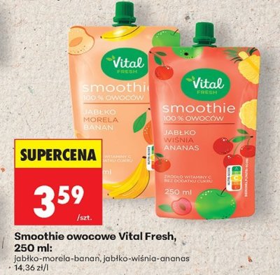 Smoothie owocowe 250 ml: jabłko-wiśnia-ananas promocja w Biedronka