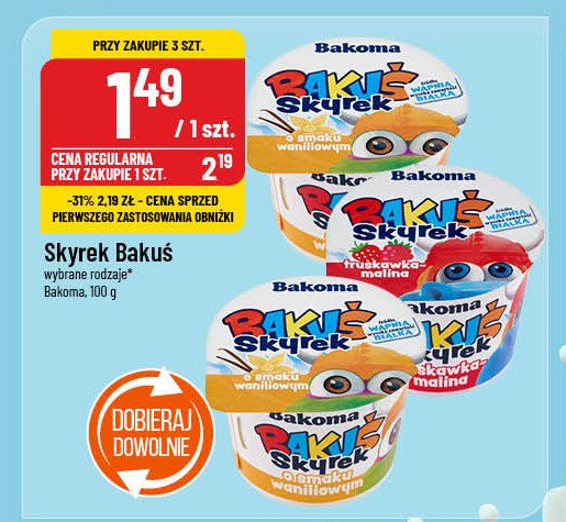 Serek truskawka-malina Bakoma bakuś skyrek promocja