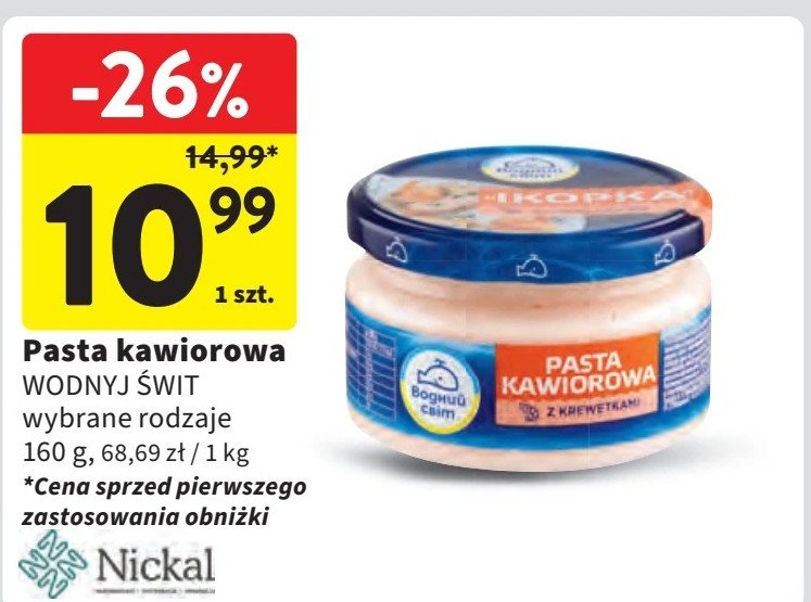 Pasta kawiorowa z krewetkami Vodnyj svit promocja w Intermarche