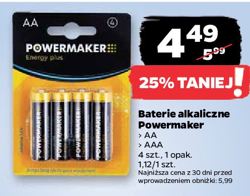 Baterie aa Powermaker energy plus promocja