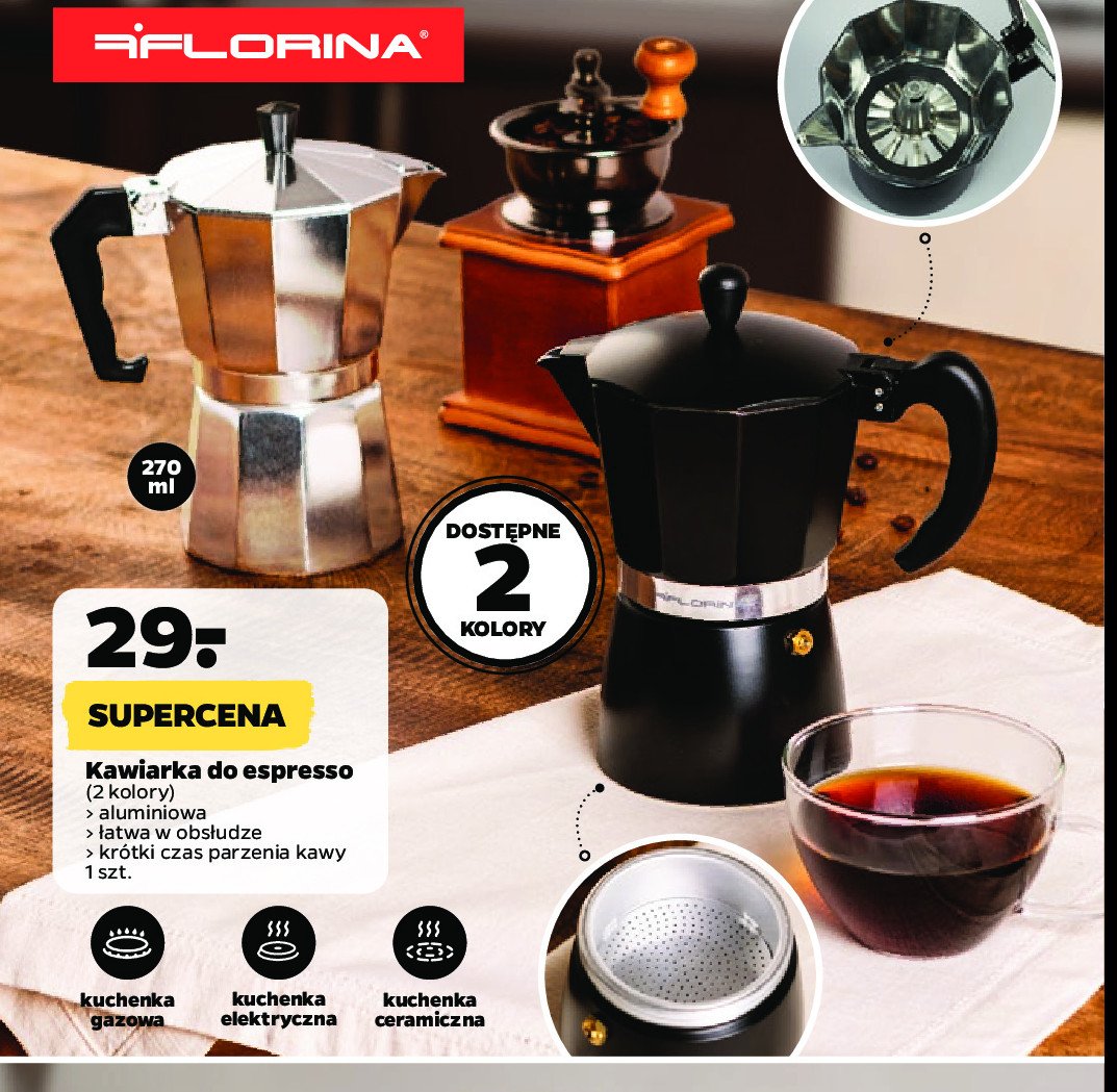 Kawiarka do espresso kps-6 czarny Florina (florentyna) promocja