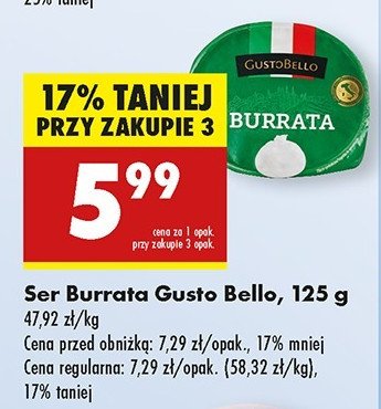 Ser burrata Gustobello promocja w Biedronka