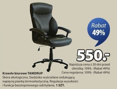 Krzesło biurowe TAMDRUP promocja w Jysk