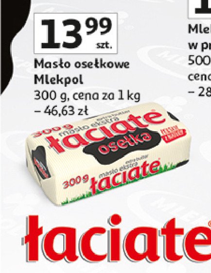 Masło ekstra osełka Łaciate promocja w Auchan