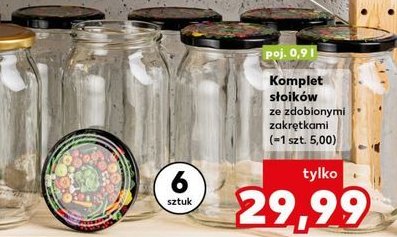 Komplet 6 słoików z nakrętkami 900 ml promocja