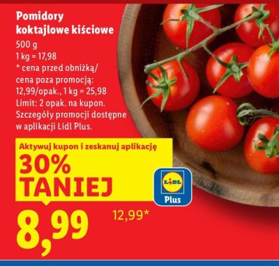 Pomidory koktajlowe kiściowe promocja w Lidl