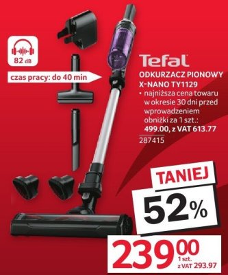 Odkurzacz pionowy X-NANO TY1129 Tefal promocja w Selgros