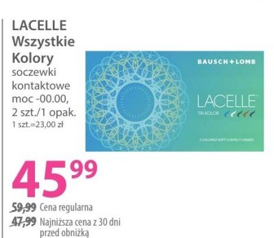 Soczewki kontaktowe LACELLE Wszystkie Kolory moc -00,00 promocja w Hebe