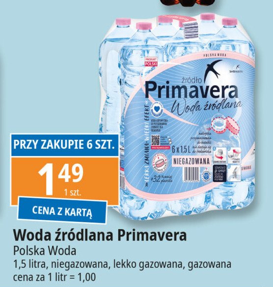 Woda lekko gazowana Primavera promocja w Leclerc