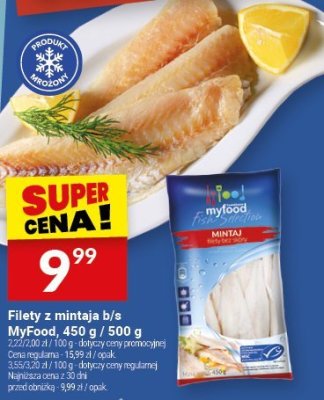 Filety z mintaja b/s MyFood, 450 g / 500 g promocja w Twój Market