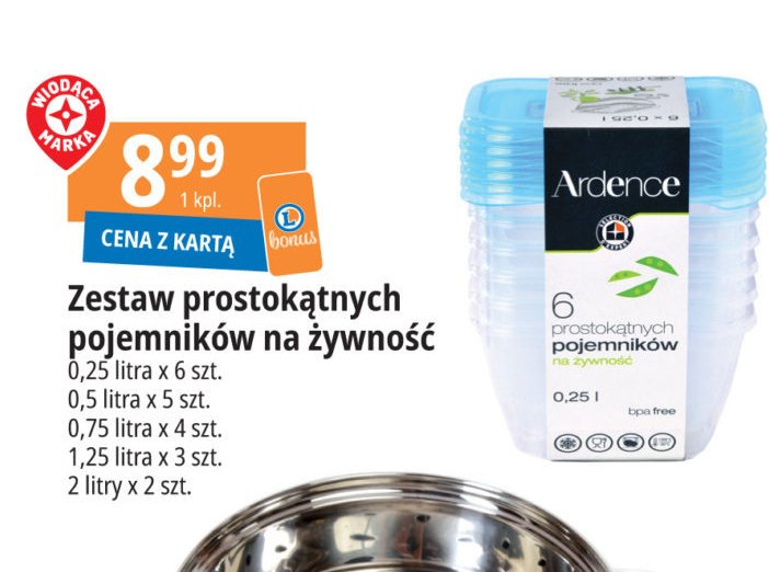Pojemniki prostok膮tne 500 ml Wiod膮ca marka ardence promocja