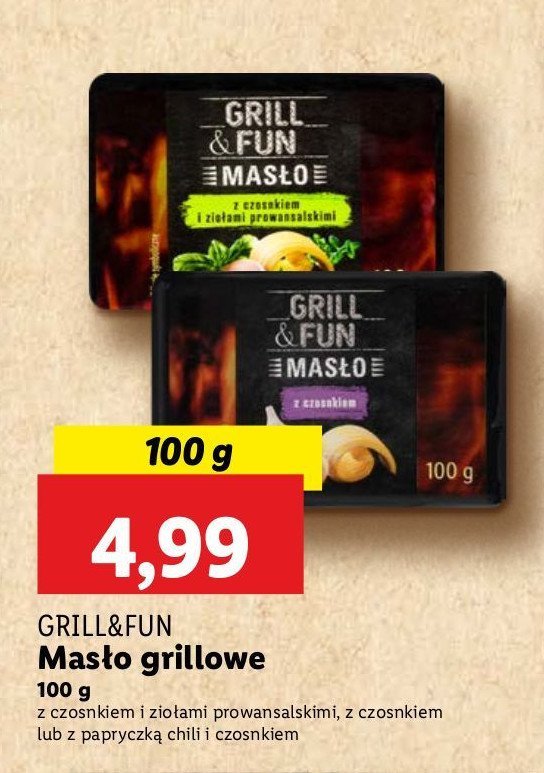 Masło z czosnkiem i papryczką chili Grill and fun promocja w Lidl