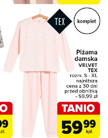 Piżama damska velvet s-xl Tex promocja w Carrefour