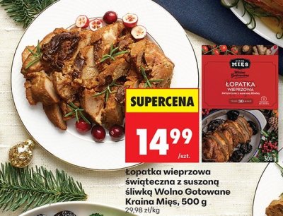 Łopatka wieprzowa świąteczna z suszoną śliwką Wolno Gotowane Kraina Mięs promocja w Biedronka