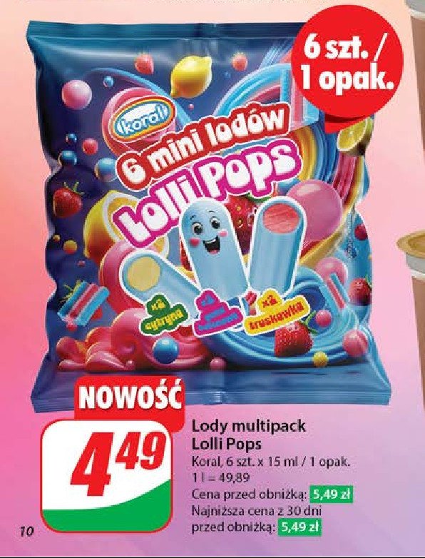 Lody lolli pops Koral promocja