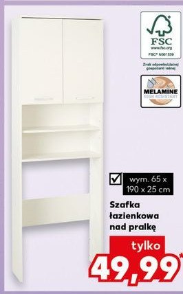Szafka łazienkowa 65 x 190 x 25 cm promocja