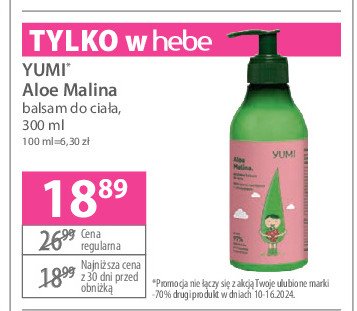 Balsam do ciała intensywne nawilżenie  aloe malina Yumi cosmetics promocja