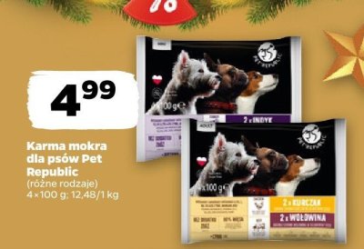 Karma mokra dla psów różne rodzaje Pet Republic promocja w Netto