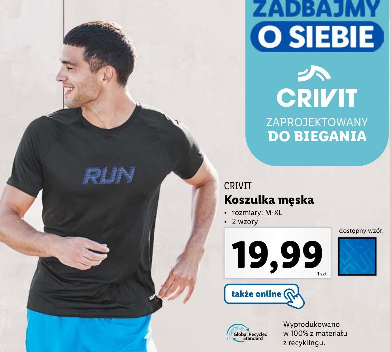 Koszulka sportowa męska m-xl Crivit promocja