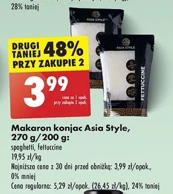 Makaron konjac fettucine Asia style promocja w Biedronka