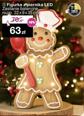 Figurka z piernika LED, zasilanie bateryjne, rozm. 22x9x35 cm promocja w Woolworth