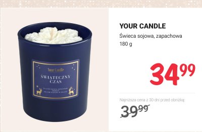 Świeca sojowa zapachowa YOUR CANDLE Świąteczny Czas promocja w Rossmann